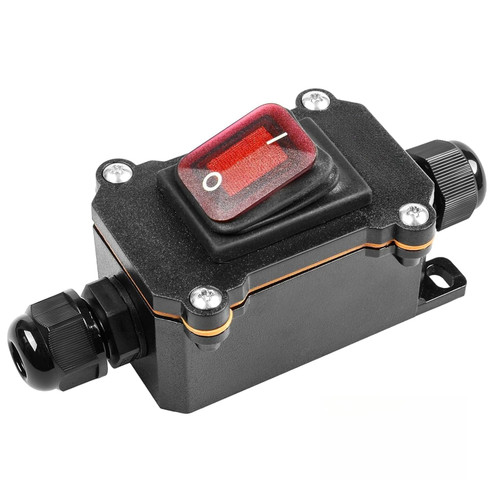 Feloako Waterproof Inline Cord Switch DPST 12V-24V/110V-250V| AC/DC Rocker Switch| On Off Outdoor Toggle Switch with Red LED & Two-Side Entry