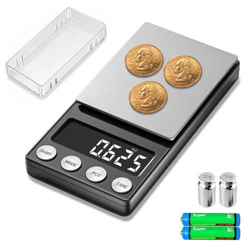 SKEAP Digital Coin Scale, Gram Scale 0.01g Accuracy for Coin Collectors, Bank Tellers and Home Use, Ideal Scale for Gold and Jewelry, 200g Capacity with Calibration Weight
