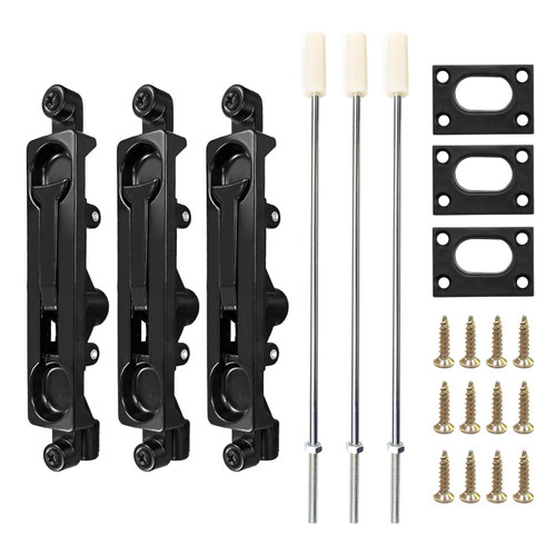 3 Pack Flush Bolt for Double Door，12-inch Extended Dark Lock with Rod Can Be Used As an Alternative to French Door Locks and is Suitable for Various Door Types (Black)