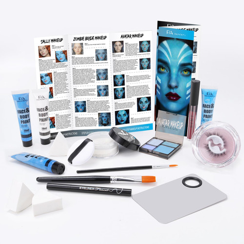 PASNOWFU White Light Blue Face Paint, Halloween SFX Costume Makeup Kit