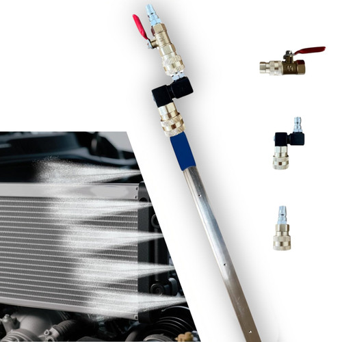 FirFiltr 24" Radiator Cleaning Wand,Water and Air Dual-Use Cleaner Wand 4500 PSI Pressure Washer Tool for Car Radiator Flush and Washable Air Filter with 360° Swivel Quick Coupler,Switch and Fitting