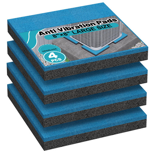 Chiligent 4 Pack Anti Vibration Pads, Heavy Duty Rubber Pads, 8" × 8" × 3/4" Shock Absorbing Rubber Pads for Outdoor AC Unit, HVAC, Air Compressor, Treadmill, Washing Machine, Dryer