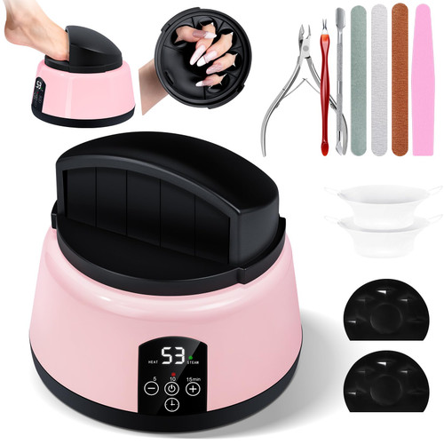 Golashfun Nail Polish Remover Steamer Machine With Soaking Bowl, Pink