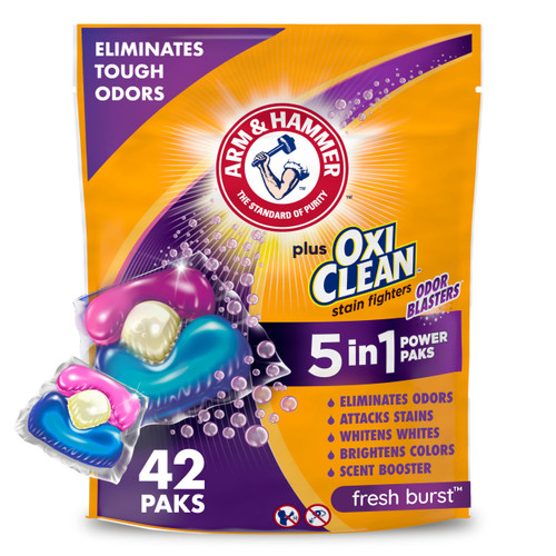 ARM & HAMMER Plus OxiClean Odor Blasters Laundry Detergent Pak, 42 Count