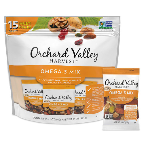 Orchard Valley Harvest Omega-3 Mix, 1 Ounce Bags, Pack of 15
