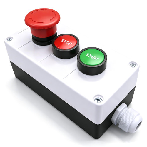 mxuteuk Momentary Start Stop Switch Push Button + 1NC Red Mushroom Latching Emergency e Stop Switch Station Box Pushbutton Switch HZ-JTSS