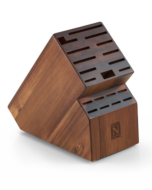 Cook N Home Acacia Wood 20-Slot Universal Knife Block without Knives