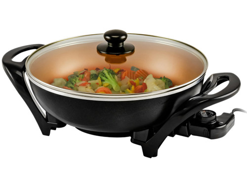 OVENTE Electric Wok with Nonstick Coating, 13 Inch Skillet, Copper SK3113CO
