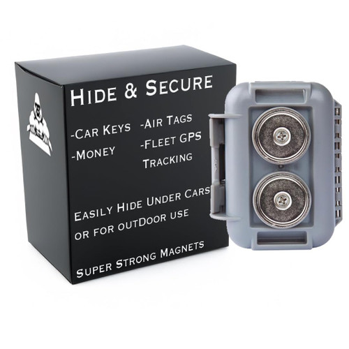Hide a Key Outside with our Grey Magnetic Box, Our Waterproof Air-Tight Magnetic Key Box for Under Car Stays Secure with 2 Strong Neodymium Magnets
