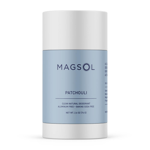 MAGSOL Magnesium Deodorant for Men, Aluminum Free, Baking Soda Free Natural Deodorant for Sensitive Skin, Long Lasting Odor Protection with Sweet Almond Oil, Patchouli 2.6 oz