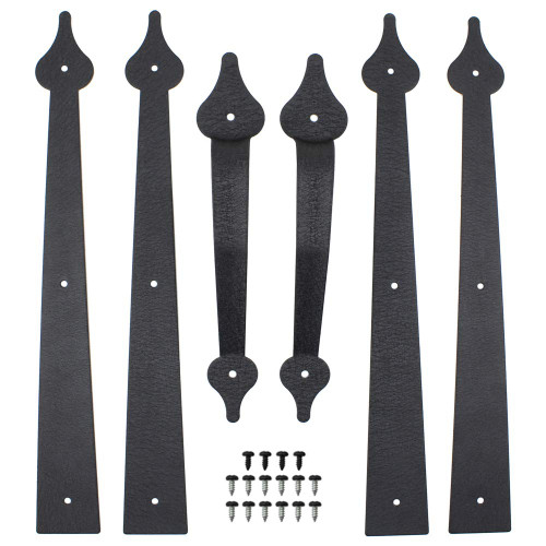 WINSOON Decorative Metal Garage Door Hardware Screw in, Black Steel, 1 Set