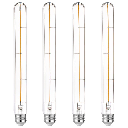 FLSNT T10/ T30 Dimmable LED Edison Bulbs, 9.4" Decorative LED Long Light Bulbs for Wall Sconces, Mirror Lamps, 90+ High CRI, 2700K Soft White, E26 Base, 4W (40W Equiv.), 350LM, Clear Glass, Pack of 4