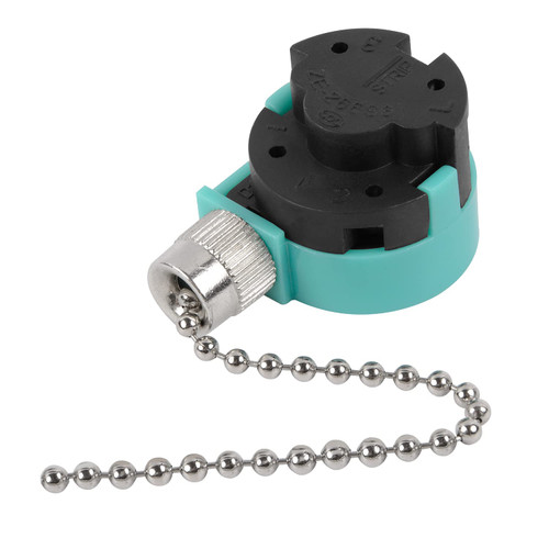 ZE-268S6 Ceiling 3 Speed 4 Wire Switch Compatible with Hunter Ceiling Fans, Lamps and Wall Lights (Nickel Pull Chain)