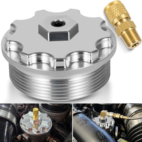 Fuel Filter Cap For Ford 6.0L Powerstroke Diesel 2003-2007, Billet Aluminum