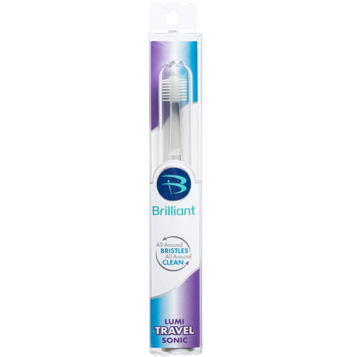 Brilliant Lumi 360 Round Head Travel Sonic Electric Toothbrush for Adults - Tooth Brush with LED Microfiber Bristles Gentle Sonic Technology for a Smile, Vibrating Toothbrush, 1 Brush Head