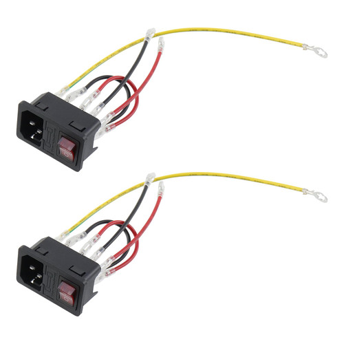 Antrader 2pcs AC250V 10A IEC320 C14 Inlet Panel Socket w Switch Fuse Holder