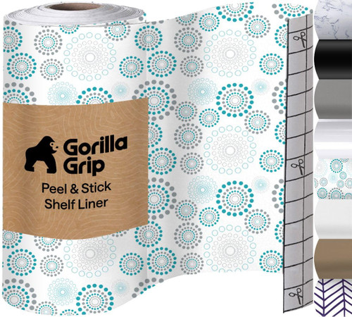 GORILLA GRIP® Peel and Stick Paper, Cabinet Liner, 11.8"x20' Spiral Turq