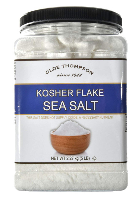 Olde Thompson Kosher Flake Sea Salt 5 lbs (2.27 kg Container) Mild Salt – Tastes Great with Spice Blends, Baking, and The Rims of Margarita Glasses
