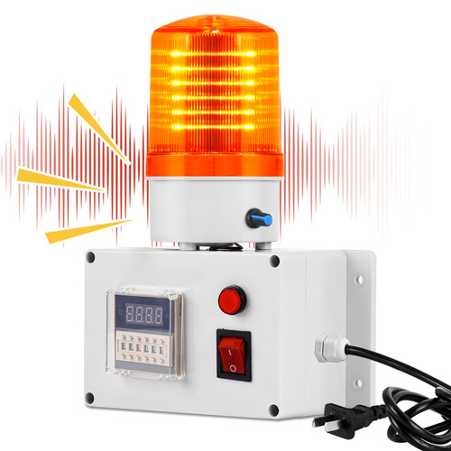 Saladulce Industrial Cycle Timing Siren Alarm 0-110dB Timed Alarm with Flashing Light (AC110V)
