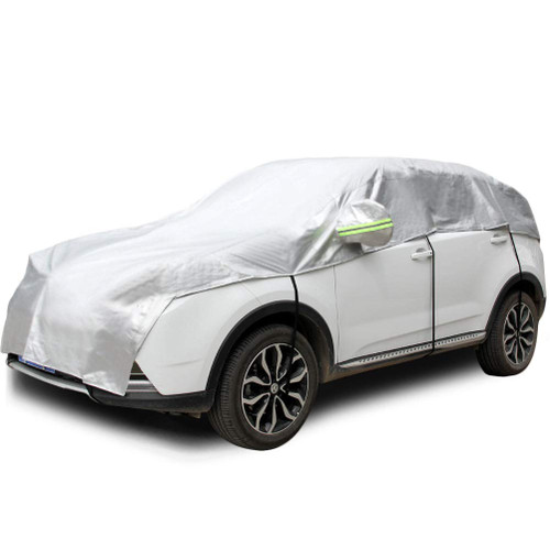Konnfeir Half Car Cover All Weather CarBodyCover Sunshade Cover Snow Cover Waterproof Snowproof Universal 210D Oxford fabric (Fit SUV Length 174'' to 189'')