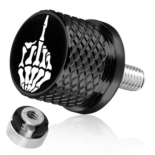 GUAIMI Fender Seat Bolt Screw Nut Kit 1/4"-20 Thread Compatible with Harley Sportster Touring Softail Dyna CVO Electra Glide Street Glide 1996-2026 - Skull Middle Finger - Black