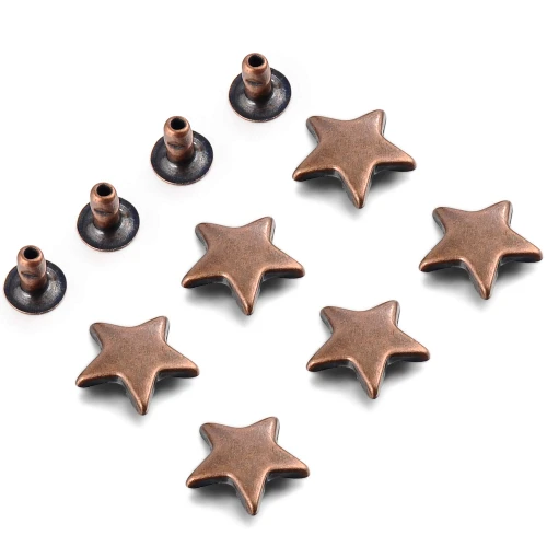 100 Sets 12MM Antique Copper Star Rivets for Leather Star Rivet Studs Garment Rivets Leather Rivets Studs and Spikes for Leather Craft Clothing Bags Belts Dog Collar Shoes DIY Rivets 15/32 Inch