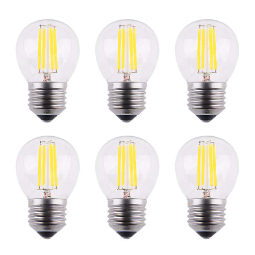OPALRAY A15/G45 LED Bulb, 4 Watts Dimmable Mini Globe Style Bulb, Standard E26 Base, 400Lm Warm White Light 2700K, Clear Glass Shell, 40W Incandescent Replacement, 6 Pack