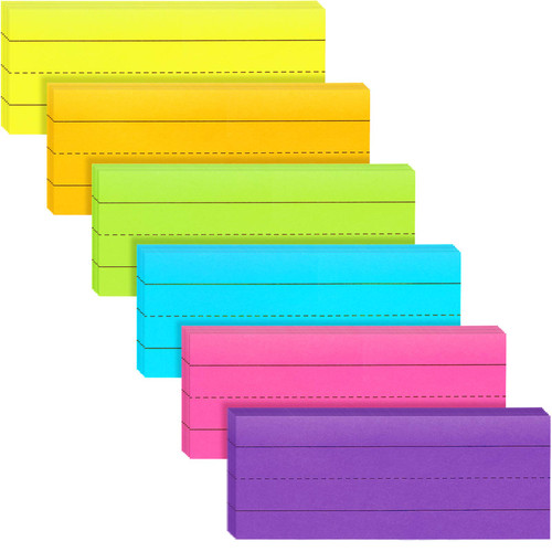 Outus 150 Sheets Sentence Strips Ruled 6 Pack, 3 x 8 Inch, Bright Colors