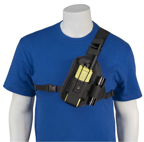 HOLSTERGUY RCH-101U Radio Chest Harness with Adjustable Pouch - Universal Fit for 4-3/4 to 9 Inch Two-Way Radios - Hands-Free Walkie Talkie Harness Made in USA