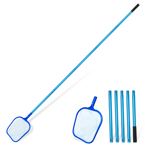 Swimming Pool Skimmer Net Basket with Long Aluminum Pole Extend 7.58 FT Fine Mesh Rake Netting for Cleaning Swimming Pool Spa Pond Leaf Debris