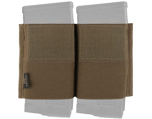 KRYDEX Double 7.62 Magazine Holder Elastic Mag Holder with Hook Fasteners for MK3 and MK4 Chest Rig (Coyote Brown)