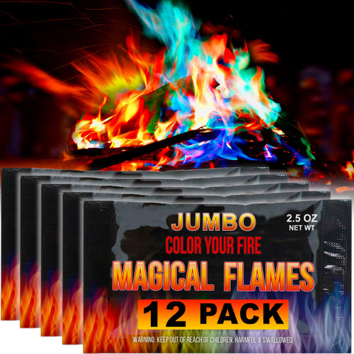 Magical Flames Fire Color Packets (12 Pack), Vibrant Multi-Color Fire for Fire Pits, Campfires, Bonfires & Fireplaces - Camping Essentials & Outdoor Party Accessories