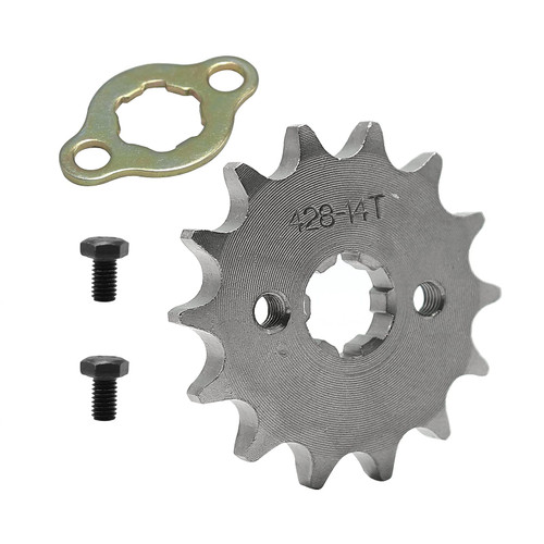 Saihisday 428 Chain Sprocket 14T 17mm Front Engine Sprocket Compatible with 50cc 70cc 110cc 125cc 140cc 160cc ATV Dirt Bike Quad TaoTao Roketa Sunl (14T, 17mm)