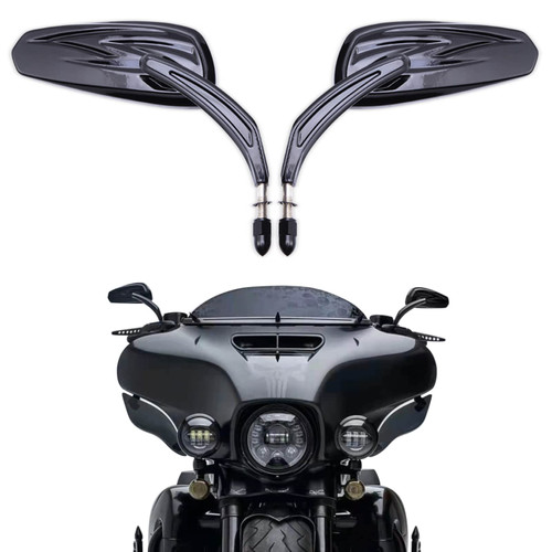 DREAMIZER Motorcycle Rear View Mirrors Handlebar Side Mirrors for Street Glide Road Glide Electra Glide CVO Sportster Road King Softail Fatboy Cruiser Touring - Black,Snake Eye