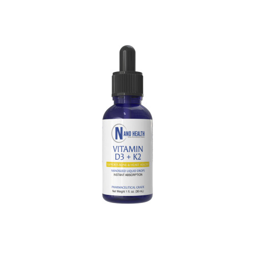 Nanoceutical Solutions Vitamin D3 + K2 Liquid Drops | 5000 IU D3 + 100 mcg K2 | Nano Sublingual | Bone, Heart & Immune Support | 30 Servings | Made in USA