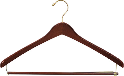 Premium Wooden Suit Hangers 25 Pack, Smooth Solid Wood Coat Hanger with Locking Bar Walnut Finish