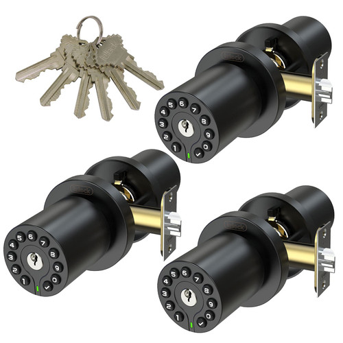 iulock IU-20 Code Door Lock, Electronic Door Knob with Keypad and Key, Auto Lock, Waterproof, Passage Function, Long Battery Life,50 Codes, Easy to use and Install for Office/Warehouse/Bedroom/Garage