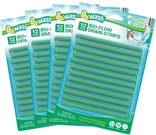 Bio-Flow Drain Strips - 48 Strips | Drain Cleaner & Odor Remover Drain Sticks