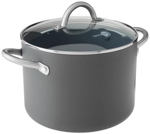 GreenPan Lima Hard Anodized Healthy Ceramic Nonstick 8QT Stock Pot with Lid, PFAS-Free, Oven Safe, Gray