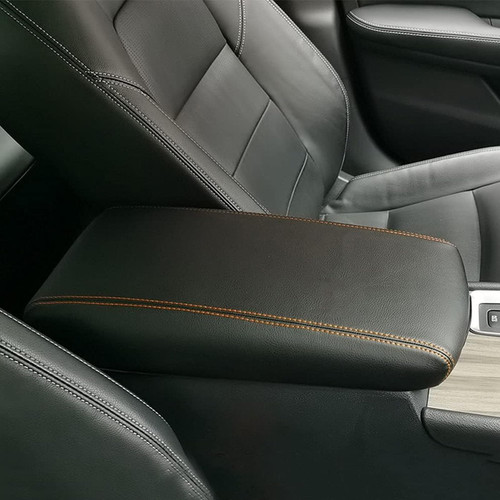 BOLTRY Center Console Armrest Box Cover for Nissan Altima 2019 2020 2021 2022 2023 2024 2025 Panel Trim Waterproof Anti-Scratch Leather Protector Decoration Cover Interior Accessories（Orange Stitches）