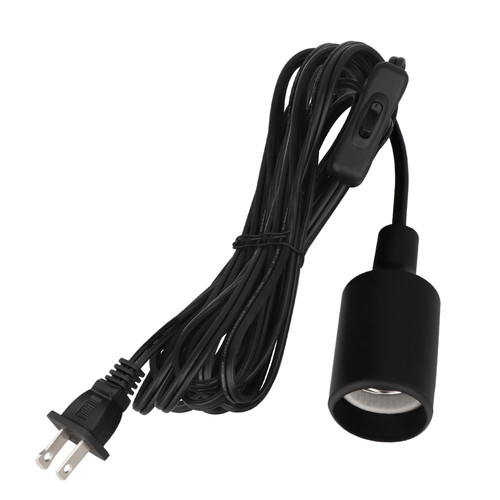 Zevnico 15ft 1pc Light Socket with Cord Switch,Black Hanging Light Cord