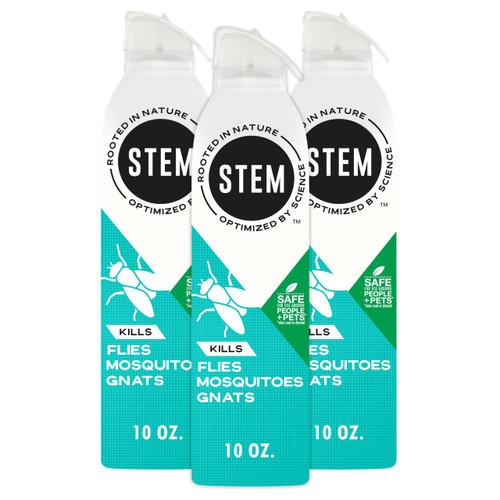 STEM Kills Flies, Mosquitoes and Gnats: Plant-Based Active Ingredient Bug Spray, Botanical Insecticide for Indoor and Outdoor Use; 10 fl oz (Pack of 3)