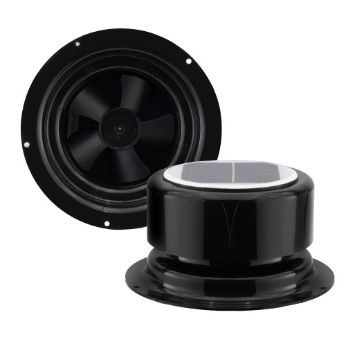RecPro Solar RV Vent Fan | Black | Solar Powered