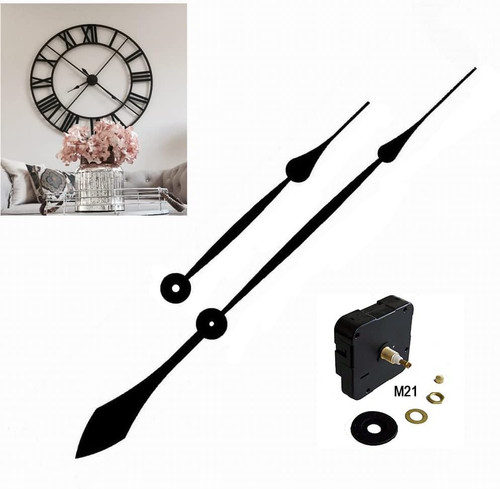 High Torque Clock Movement Mechanism Kit with 17.75" Minute Hand (Center to Tip) — 23.81" Total Length — Quiet Non-Ticking Replacement for Large Wall Clocks, DIY Repair, Black