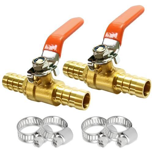 Uenede Brass 3/8" Hose Barb Ball Valve, 2PCS