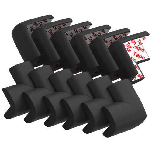 12 Pack Soft Corner Protector Baby Proofing Edge and Corner Guards (Black)