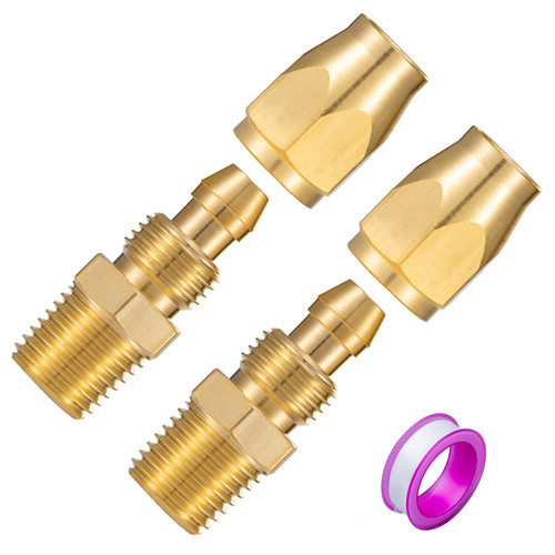 Breezliy Premium Solid Brass 2PCS Reusable Replacement Fitting For 3/8-Inch ID Hose,1/4-Inch NPT Rigid