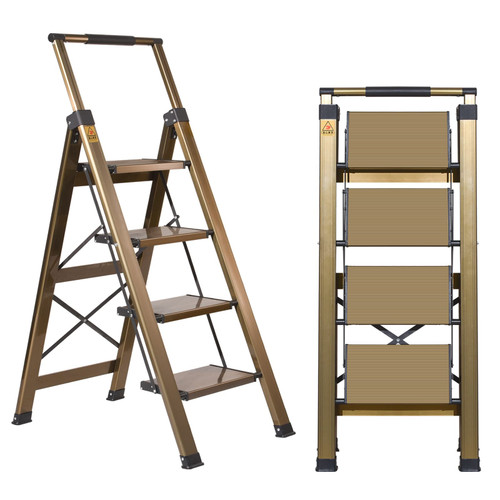 XinSunho 4 Step Ladder, Aluminum Step Stool with Retractable Handrail