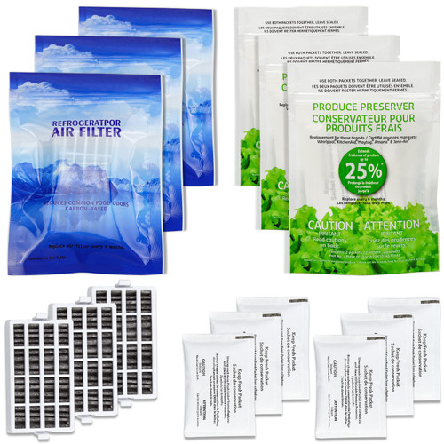 W10311524 Fresh Flow Air Filter & W10346771A Produce Preserver Replacement