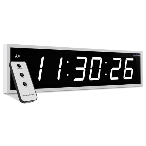 Ivation Oversized Digital Wall Clock with Large LED Display, 24" White